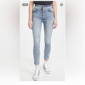 Mother Denim Swooner Snapped Ankle Jeans